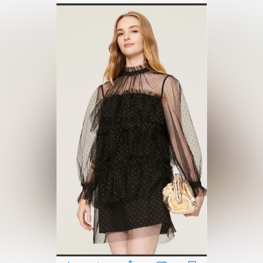 Chic Black Sheer Polka Dot black dress